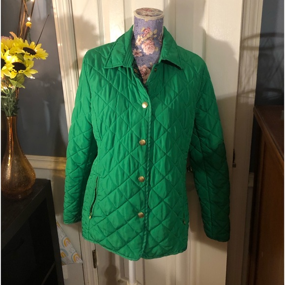 crown & ivy Jackets & Blazers - Crown & Ivy Plush Quilted Green Puffer Jacket Size Medium